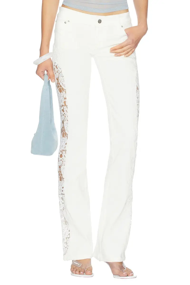 Jaded London White Cooper Jeans With Lace Applique