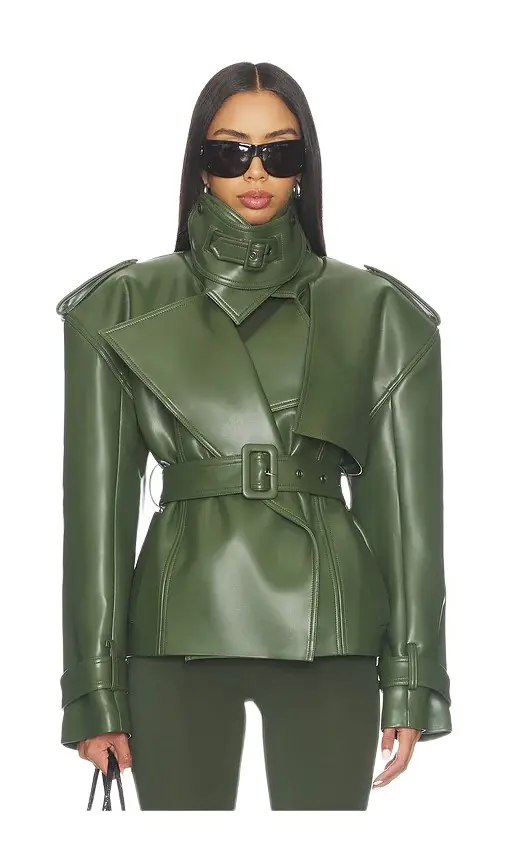 Naked Wardrobe Faux Leather Short Trench | Image 1 Naked Wardrobe Faux Leather Short Trench | Image 1