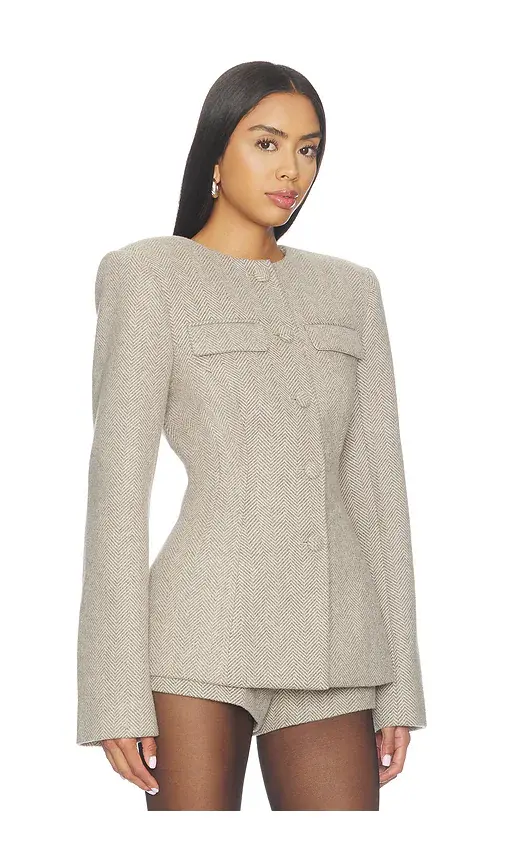 Naked Wardrobe Chevron Suited Button Up Blazer | Thumbnail 2