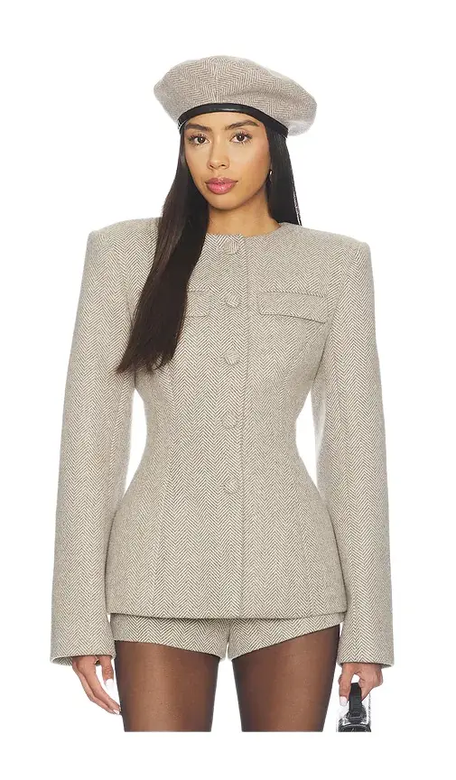 Naked Wardrobe Chevron Suited Button Up Blazer | Image 1 Naked Wardrobe Chevron Suited Button Up Blazer | Image 1