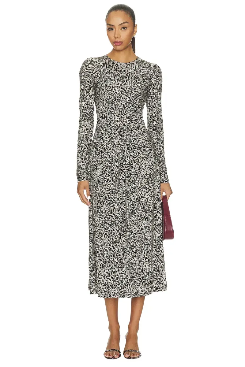 Charlize Print Longsleeve Crew Dress