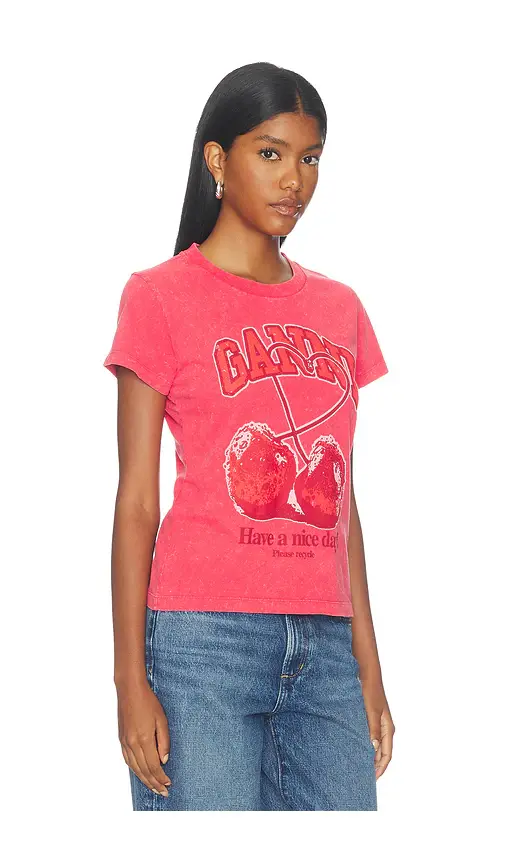 Ganni Future Jersey Baby Fit Cherry Tee | Thumbnail 2 Ganni Future Jersey Baby Fit Cherry Tee | Thumbnail 2