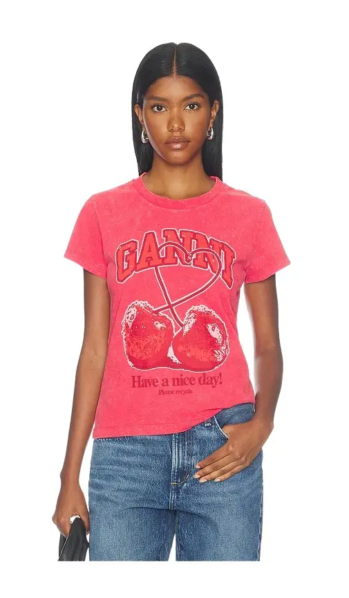 Ganni Future Jersey Baby Fit Cherry Tee