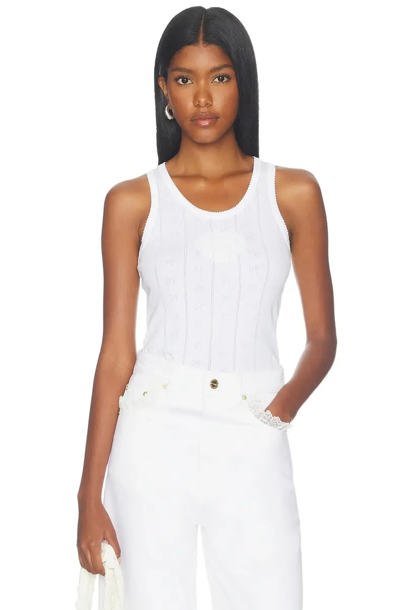 Ganni Compact Pointelle Rib Jersey Tank Top
