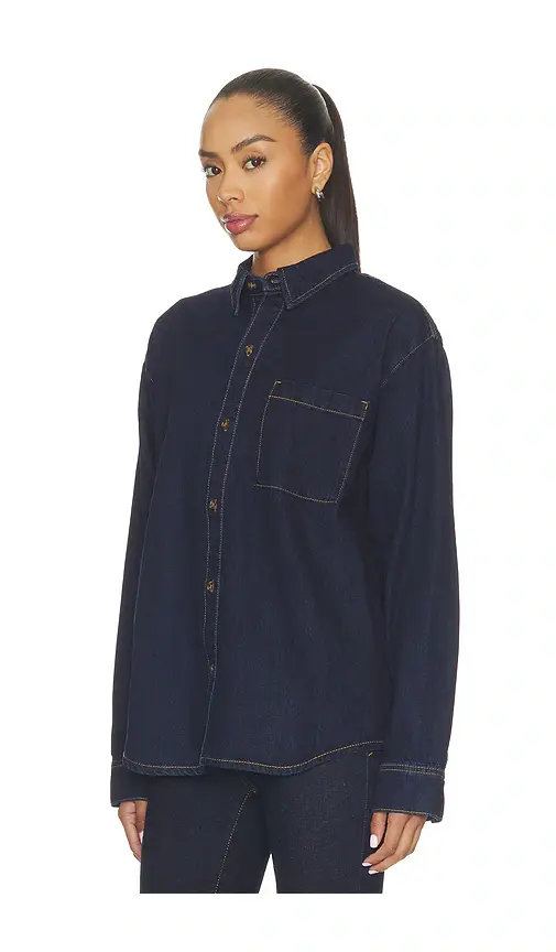 GOOD AMERICAN The Denim Oversized Shirt | Thumbnail 2