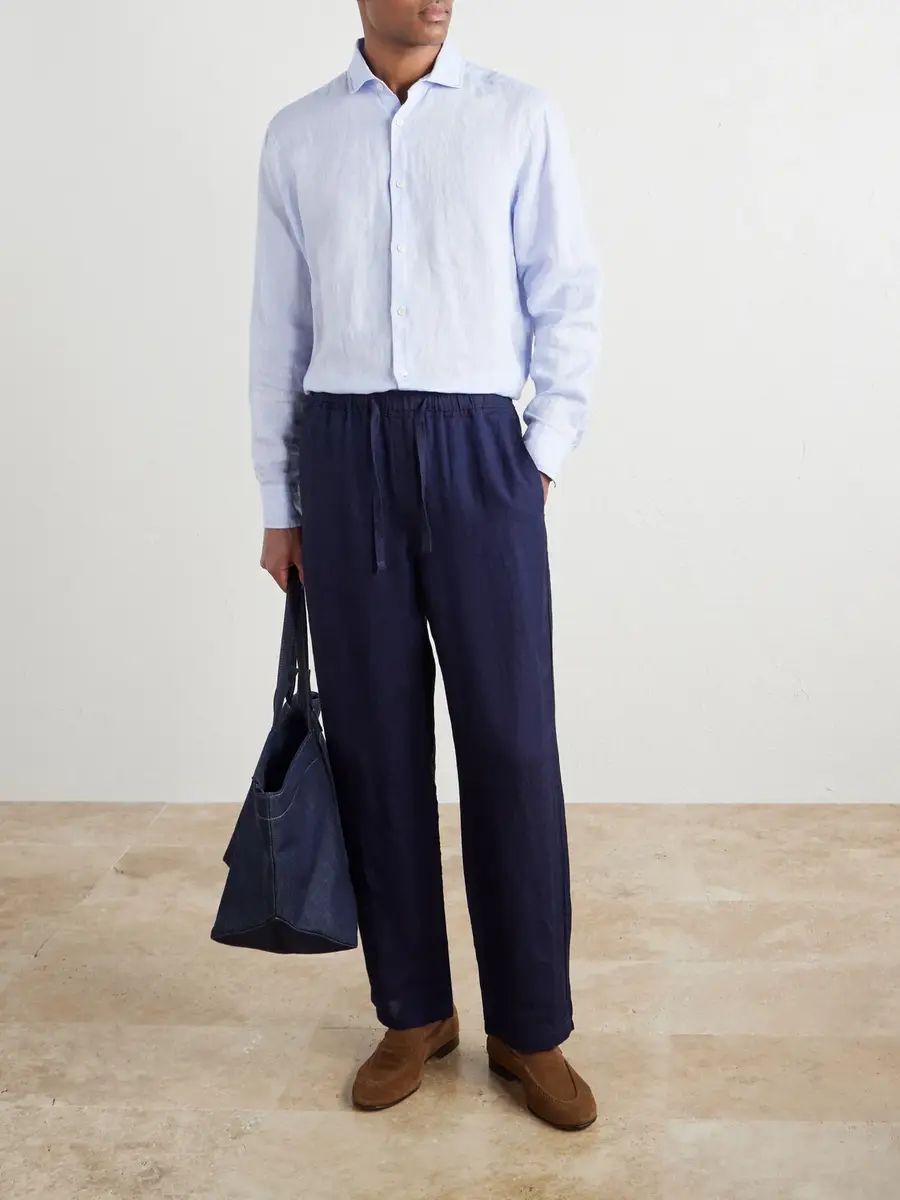 Frame Straight-Leg Linen Drawstring Trousers - Men | Thumbnail 2