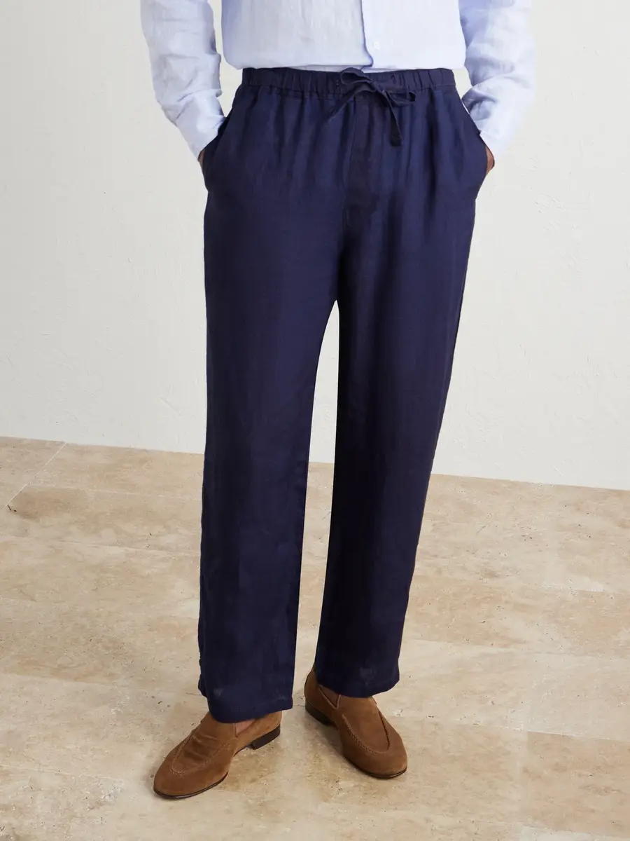 Frame Straight-Leg Linen Drawstring Trousers - Men | Thumbnail 3