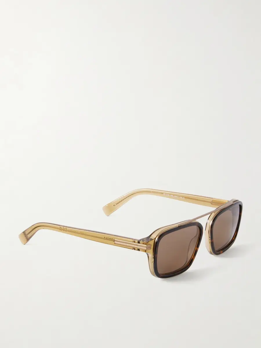 Zegna Geometric Square-Frame Tortoiseshell Acetate and Gold-Tone Metal Sunglasses - Men | Thumbnail 3 Zegna Geometric Square-Frame Tortoiseshell Acetate and Gold-Tone Metal Sunglasses - Men | Thumbnail 3