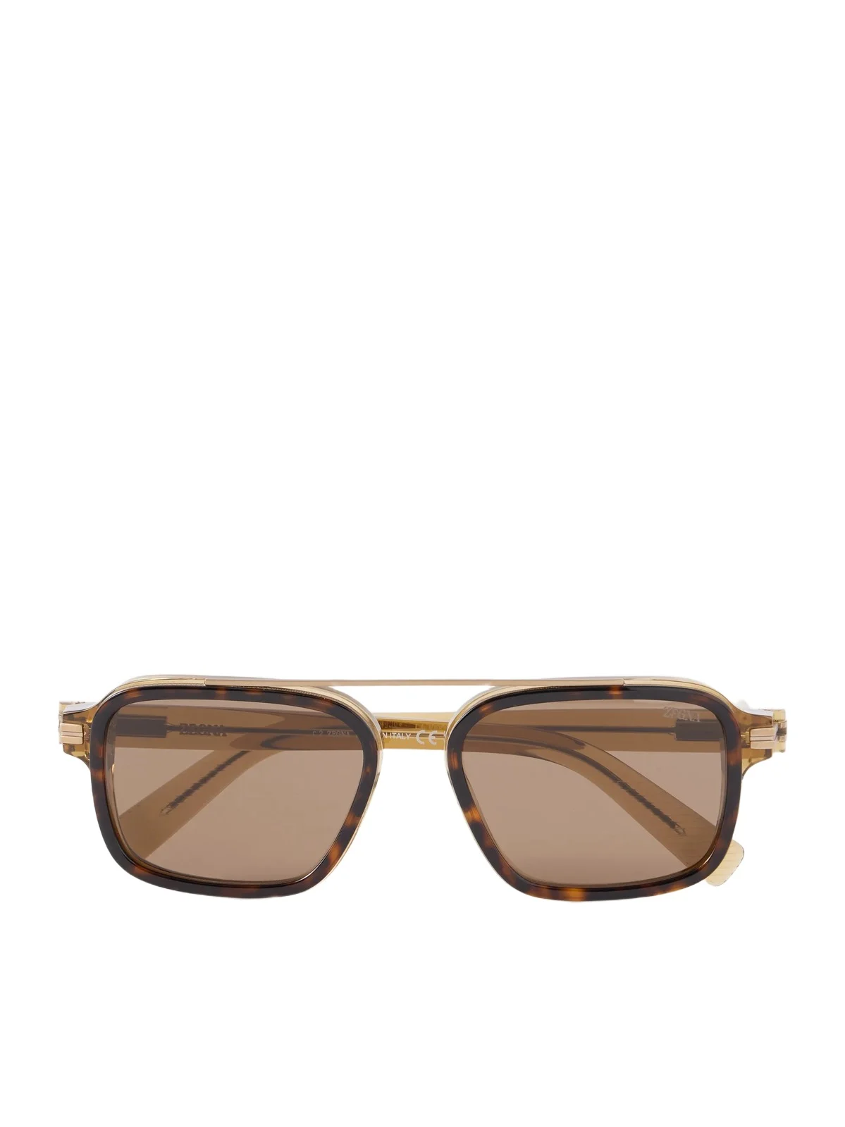 Zegna Geometric Square-Frame Tortoiseshell Acetate and Gold-Tone Metal Sunglasses - Men