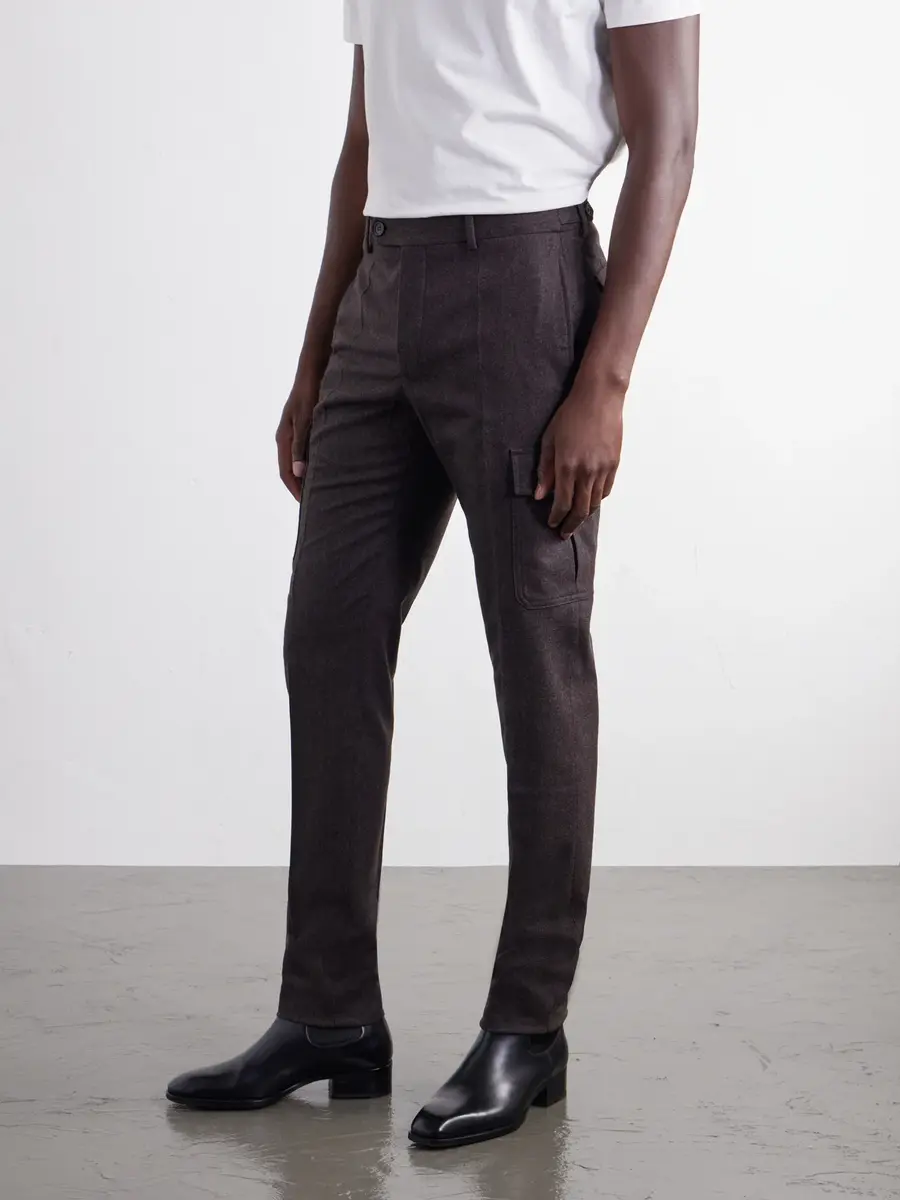 Slowear Incotex Straight-Leg Brushed Wool-Blend Trousers - Men | Thumbnail 3
