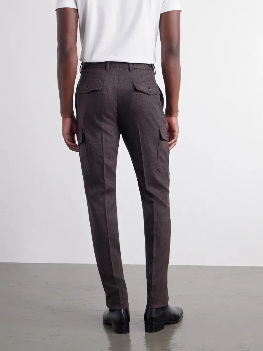 Slowear Incotex Straight-Leg Brushed Wool-Blend Trousers - Men | Thumbnail 4