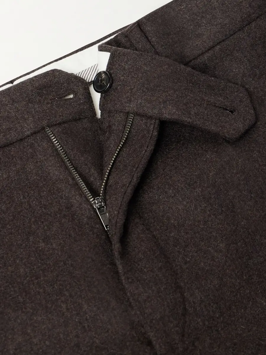 Slowear Incotex Straight-Leg Brushed Wool-Blend Trousers - Men | Thumbnail 6