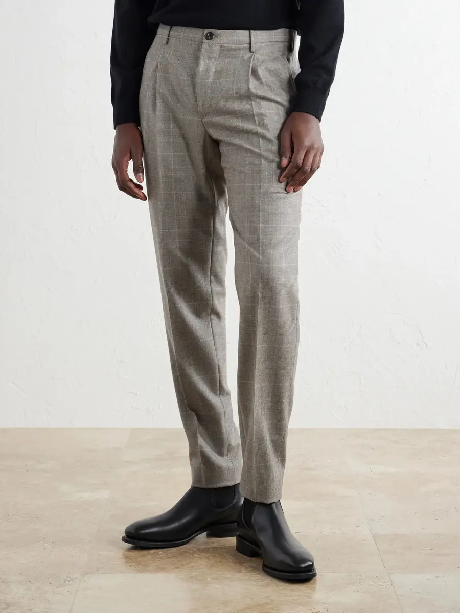 Slowear Incotex Tapered Prince of Wales Checked Wool and Cashmere-Blend Trousers - Men | Thumbnail 3
