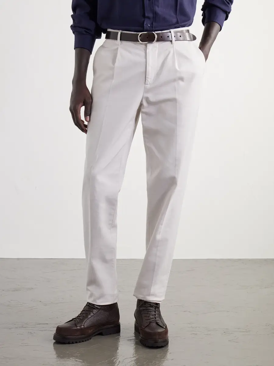 Brunello Cucinelli Shearling-Lined Suede-Trimmed Textured-Leather Lace-Up Boots - Men | Thumbnail 2