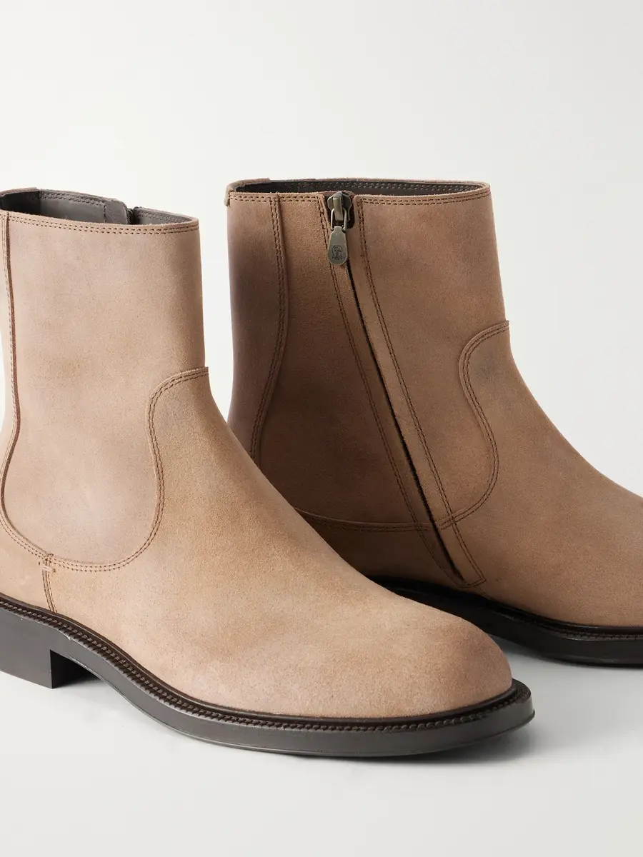 Brunello Cucinelli Waxed Suede Chelsea Boots - Men | Thumbnail 5