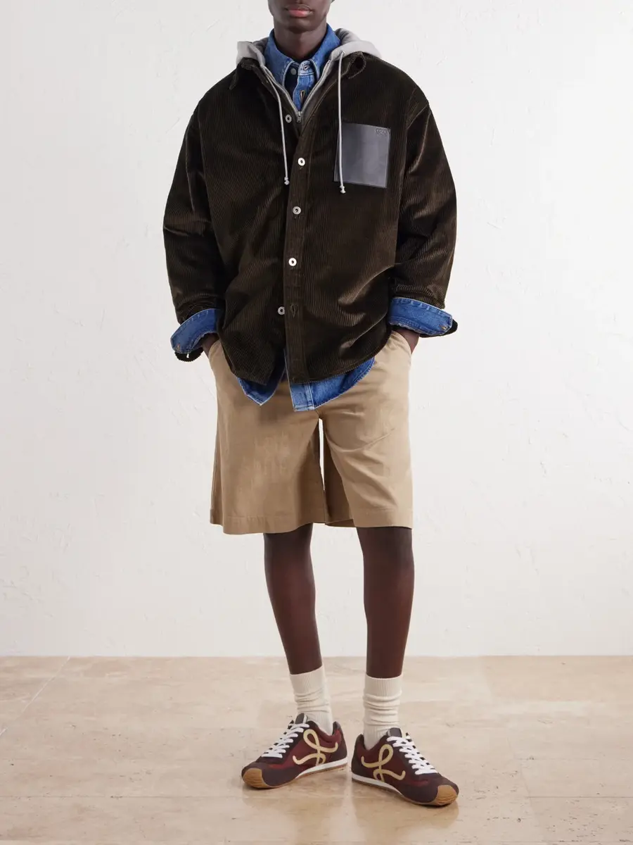 Loewe Leather-Trimmed Cotton-Corduroy Overshirt - Men | Thumbnail 2 Loewe Leather-Trimmed Cotton-Corduroy Overshirt - Men | Thumbnail 2