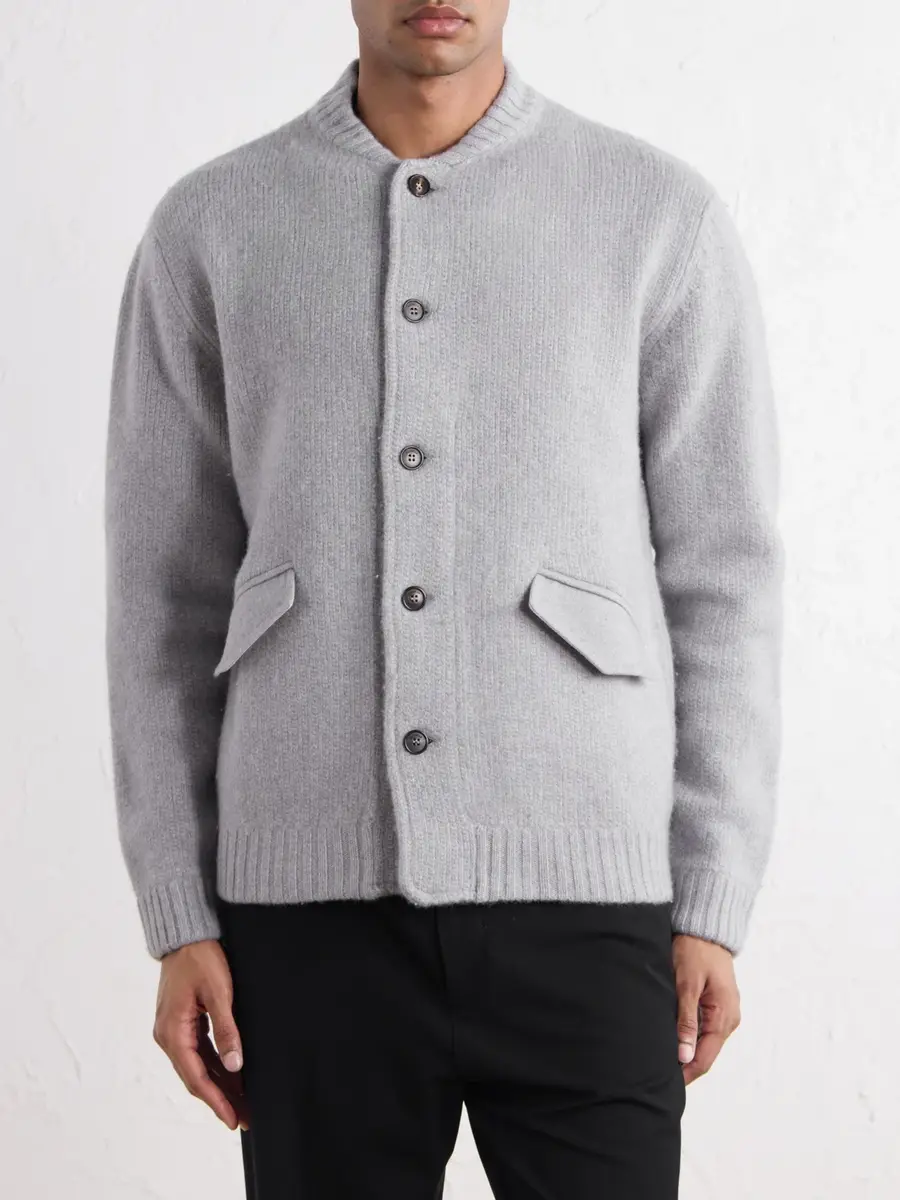 Slowear Zanone Wool and Cashmere-Blend Knitted Bomber Jacket - Men | Thumbnail 3