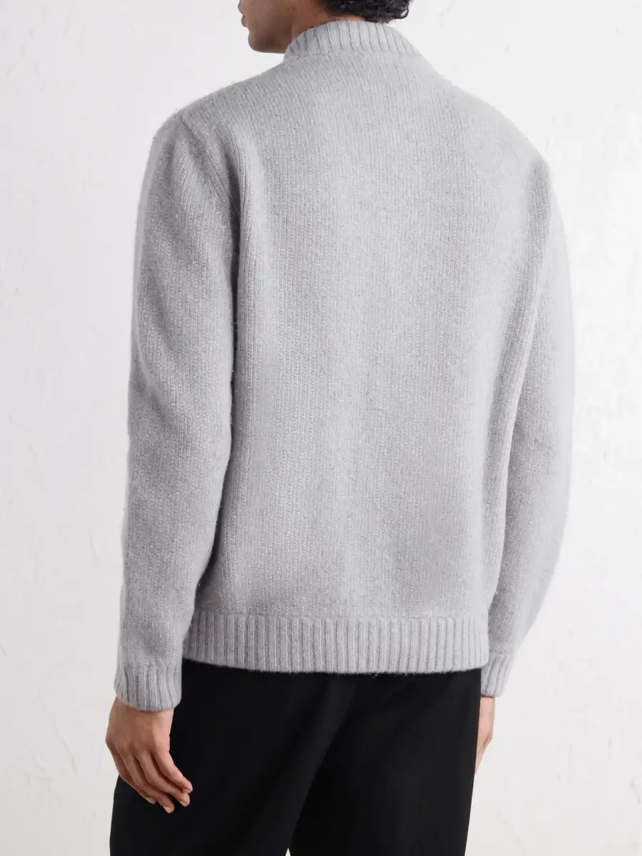 Slowear Zanone Wool and Cashmere-Blend Knitted Bomber Jacket - Men | Thumbnail 4