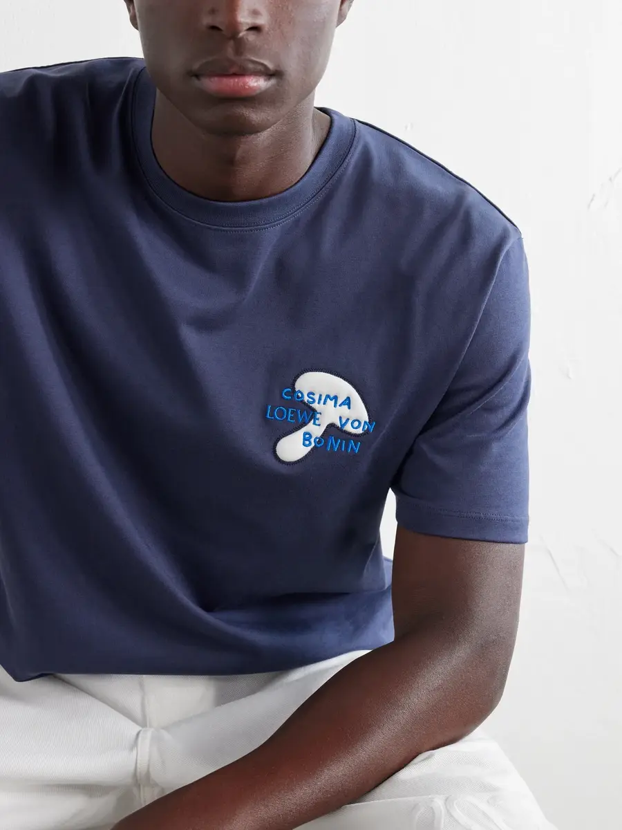 Loewe Embroidered Cotton-Jersey T-Shirt - Men | Thumbnail 5 Loewe Embroidered Cotton-Jersey T-Shirt - Men | Thumbnail 5