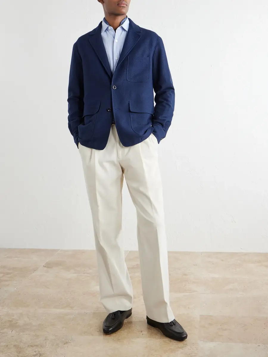 Ralph Lauren Purple Label Cotton-Blend Waffle-Knitted Blazer Jacket - Men | Thumbnail 2