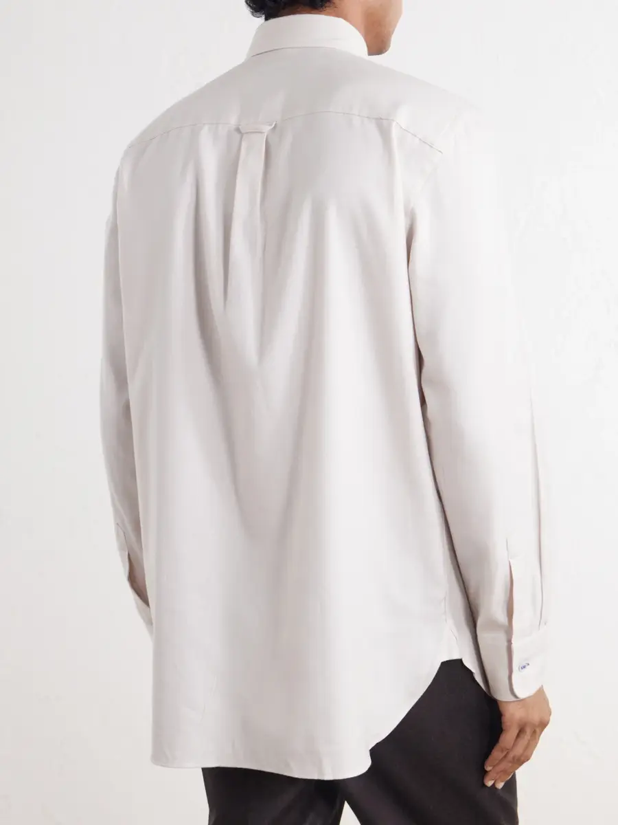 Paul Smith Button-Down Collar Cotton and Lyocell-Blend Herringbone Shirt - Men | Thumbnail 4