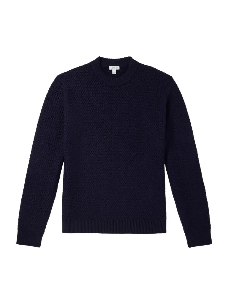 Sunspel Merino Wool-Basketweave Sweater - Men