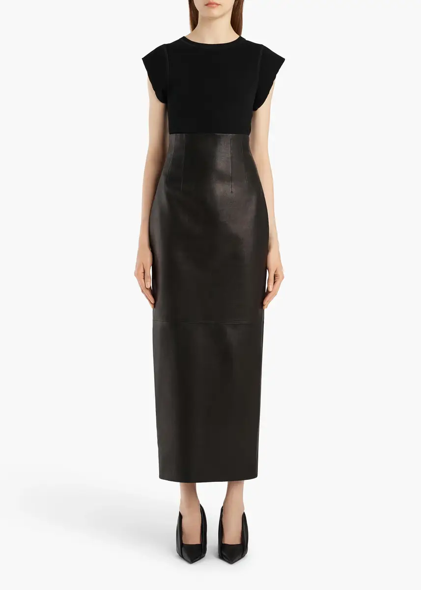 Khaite Loxley Skirt In Black Leather | Thumbnail 2