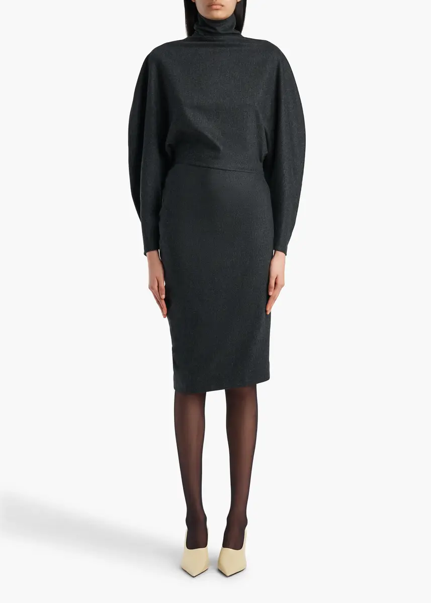 Khaite Harlin Dress In Charcoal | Thumbnail 3