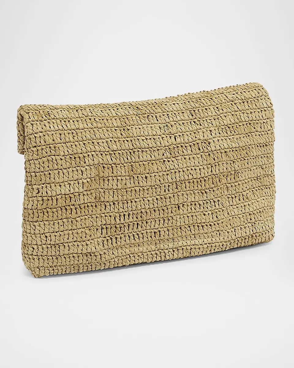 Saint Laurent Large YSL Envelope Pouch Clutch Bag in Raffia | Thumbnail 5 Saint Laurent Large YSL Envelope Pouch Clutch Bag in Raffia | Thumbnail 5