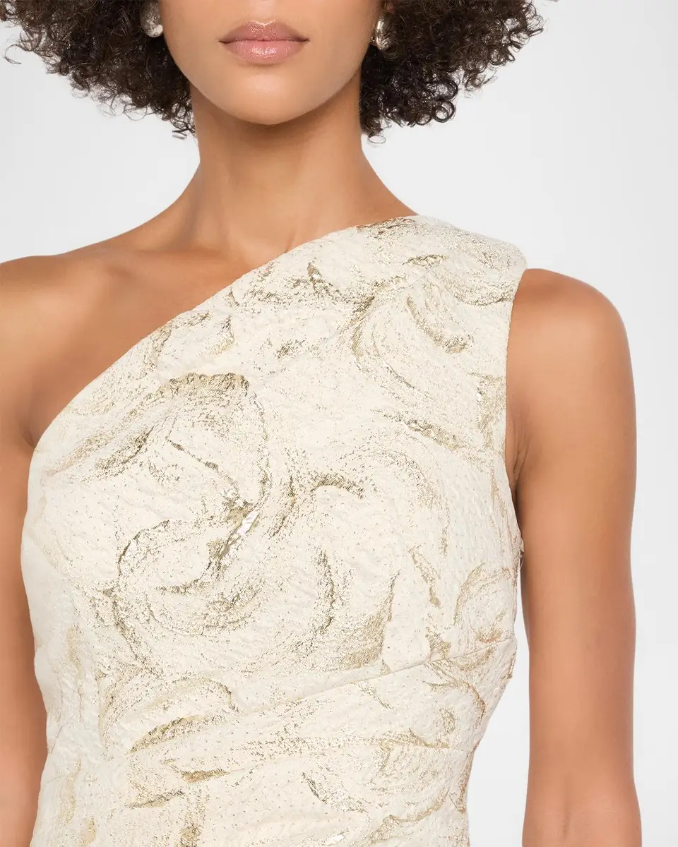 Rickie Freeman for Teri Jon One-Shoulder Metallic Jacquard Column Gown | Thumbnail 5 Rickie Freeman for Teri Jon One-Shoulder Metallic Jacquard Column Gown | Thumbnail 5