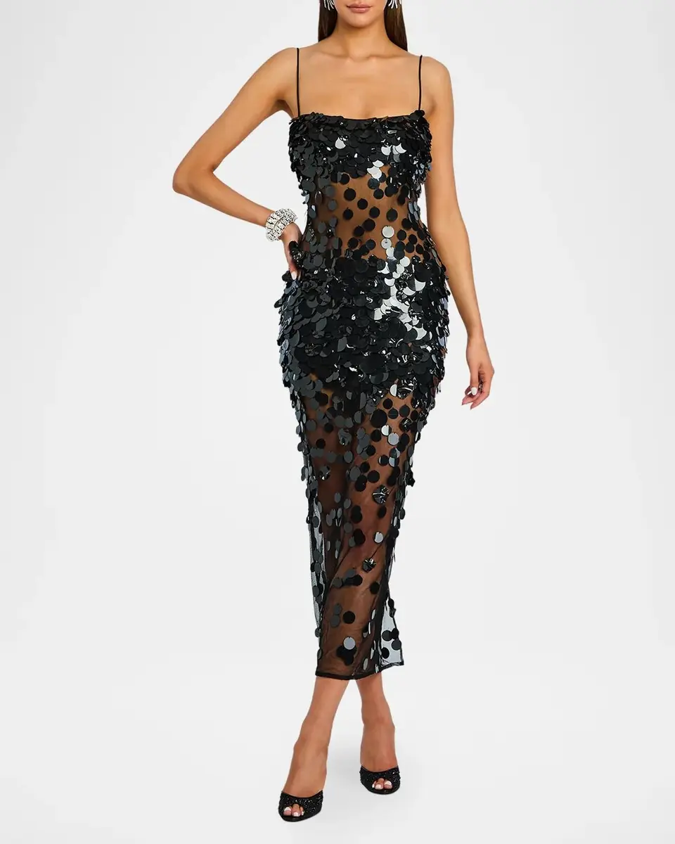 Retrofête Mischa Sequin-Embellished Sleeveless Midi Dress | Thumbnail 2 Retrofête Mischa Sequin-Embellished Sleeveless Midi Dress | Thumbnail 2