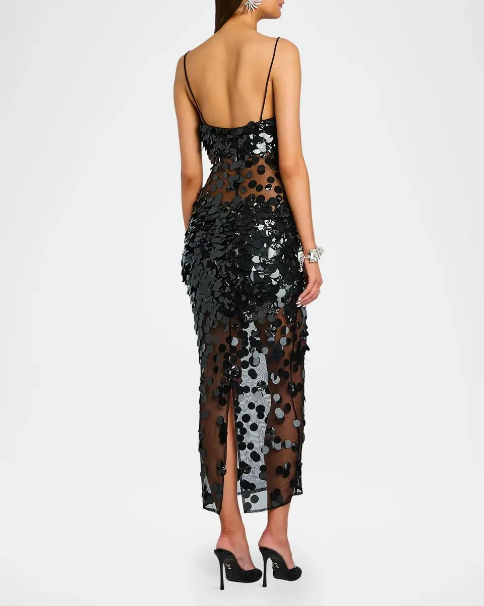 Retrofête Mischa Sequin-Embellished Sleeveless Midi Dress | Thumbnail 3 Retrofête Mischa Sequin-Embellished Sleeveless Midi Dress | Thumbnail 3