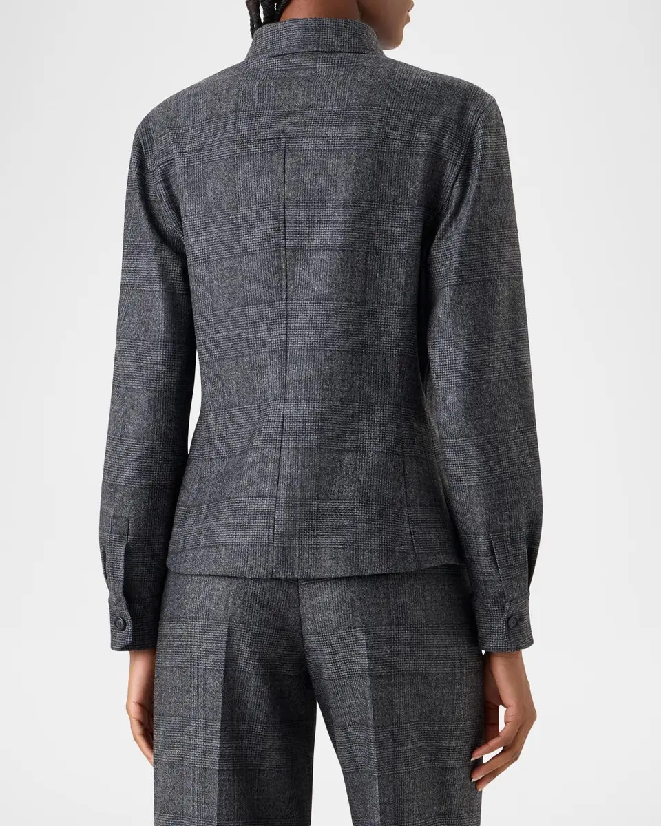 Akris Wool Flannel Prince of Wales Button-Down Blouse | Thumbnail 3 Akris Wool Flannel Prince of Wales Button-Down Blouse | Thumbnail 3