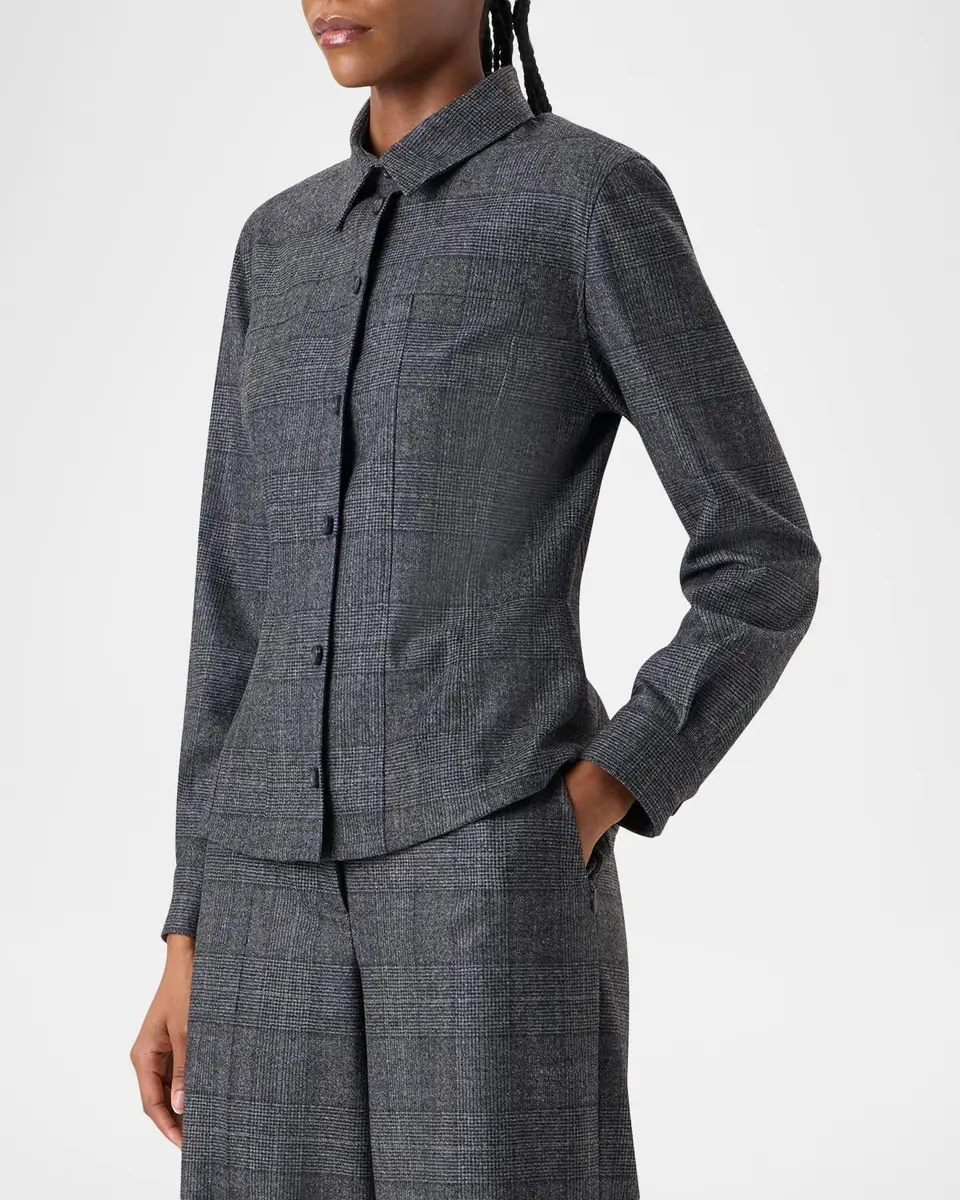 Akris Wool Flannel Prince of Wales Button-Down Blouse | Thumbnail 6 Akris Wool Flannel Prince of Wales Button-Down Blouse | Thumbnail 6