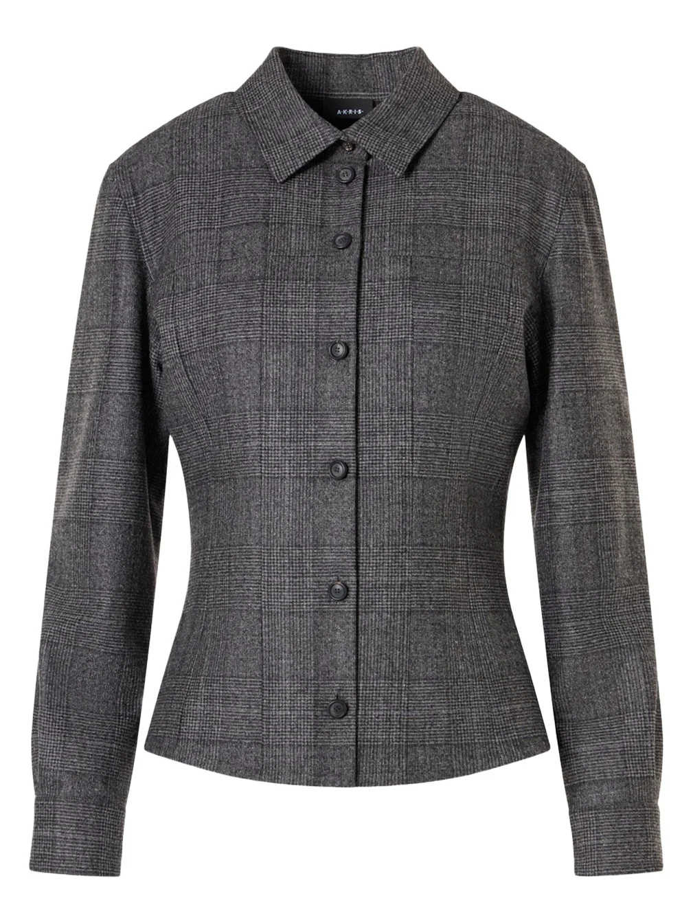 Akris Wool Flannel Prince of Wales Button-Down Blouse