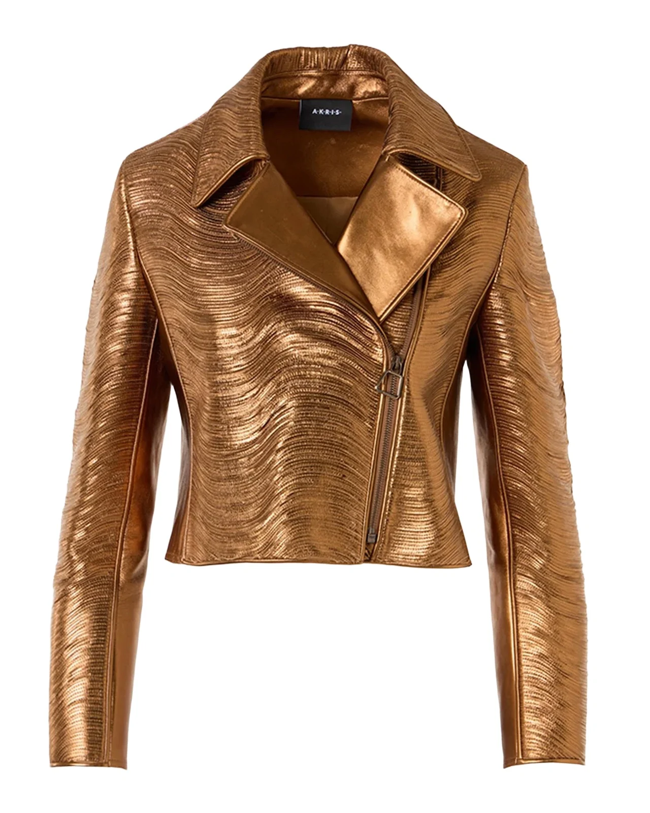 Akris Embroidered Lamé Nappa Leather Moto Jacket