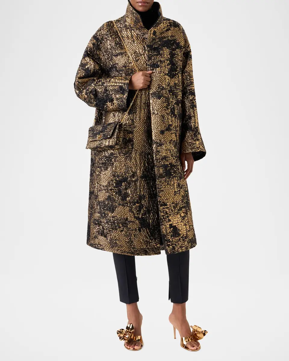 Akris Metallic Jacquard Oversized Coat | Thumbnail 2