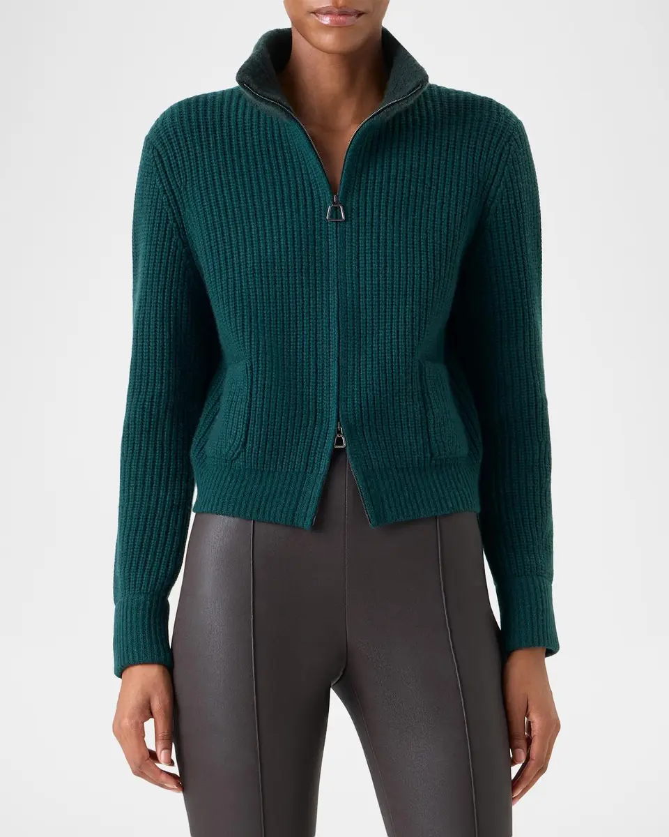Akris Wool-Cashmere Turtleneck Zip Cardigan | Thumbnail 4 Akris Wool-Cashmere Turtleneck Zip Cardigan | Thumbnail 4