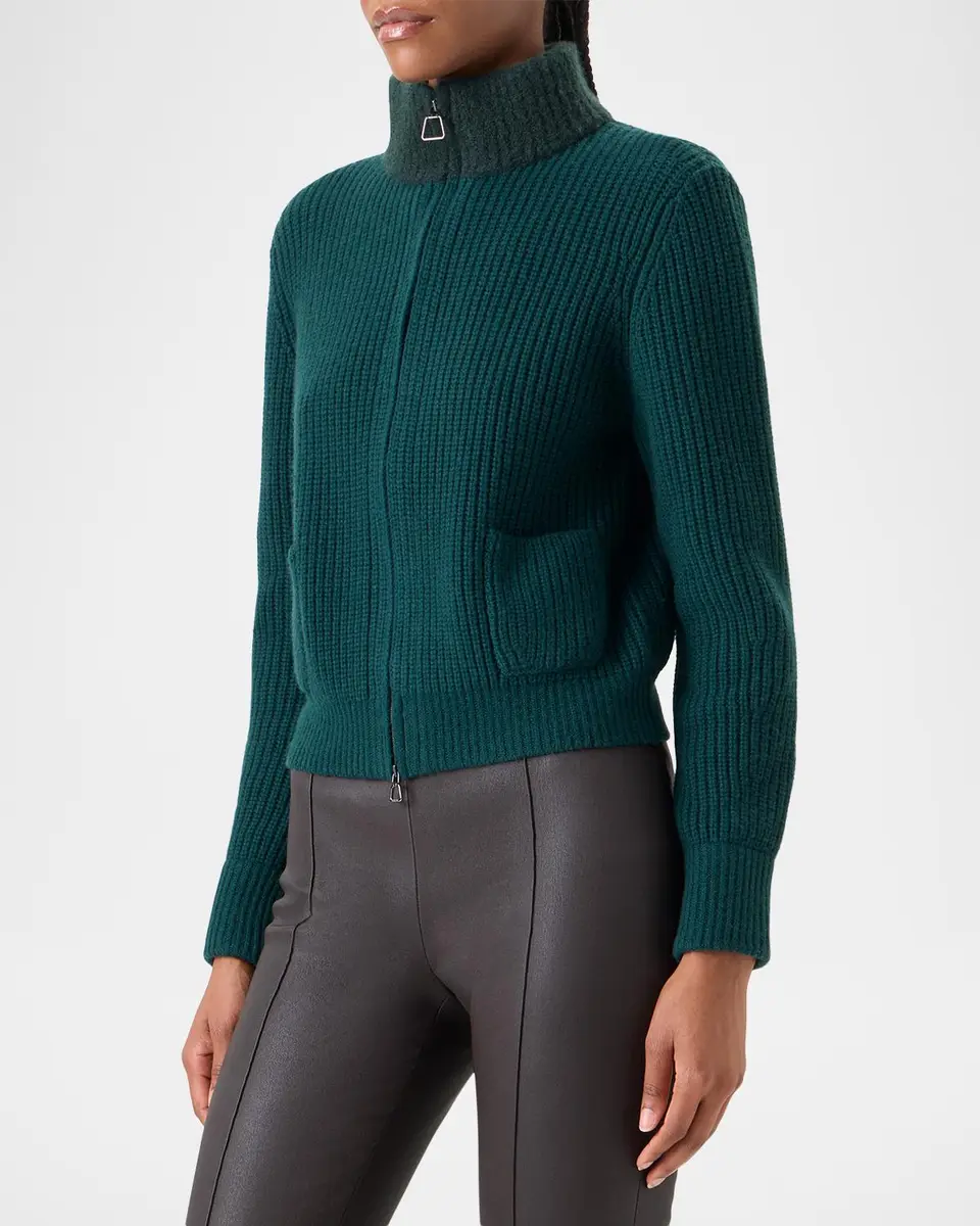Akris Wool-Cashmere Turtleneck Zip Cardigan | Thumbnail 6 Akris Wool-Cashmere Turtleneck Zip Cardigan | Thumbnail 6