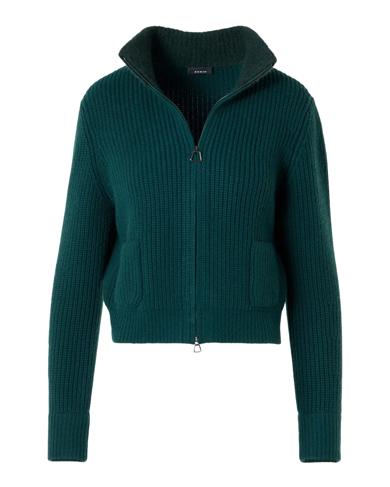 Wool-Cashmere Turtleneck Zip Cardigan