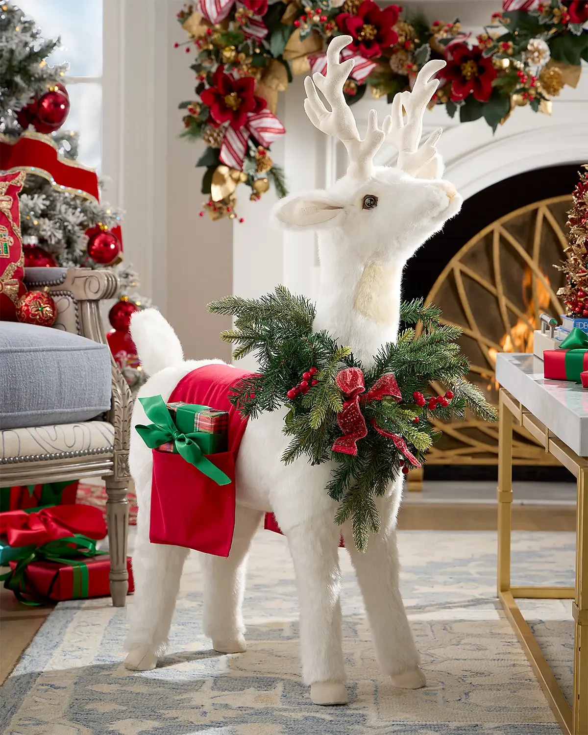 Ditz Designs Peppermint Cheer White Reindeer Figure