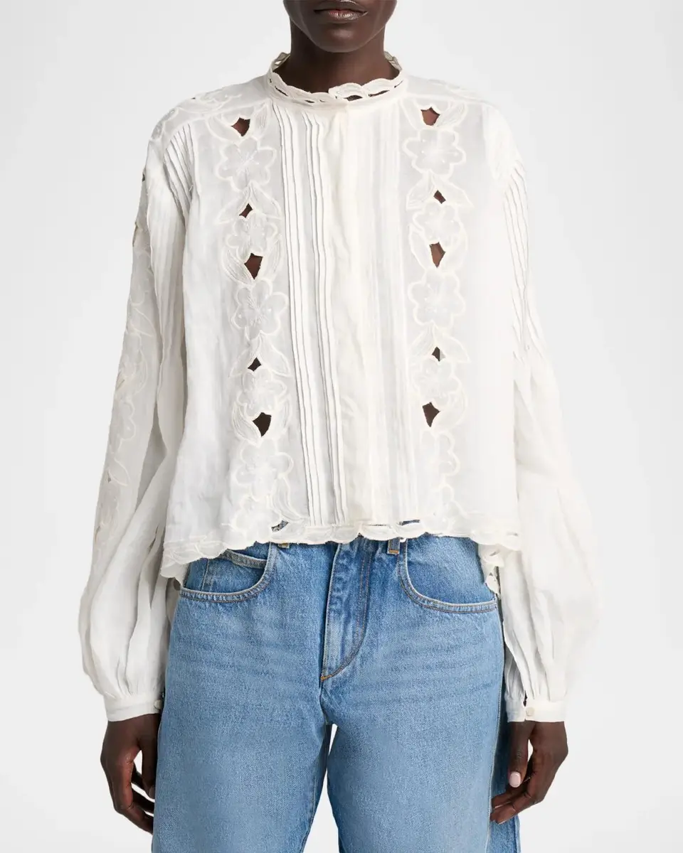 Isabel Marant Rubra Embroidered Ramie Button-Down Top | Thumbnail 4 Isabel Marant Rubra Embroidered Ramie Button-Down Top | Thumbnail 4