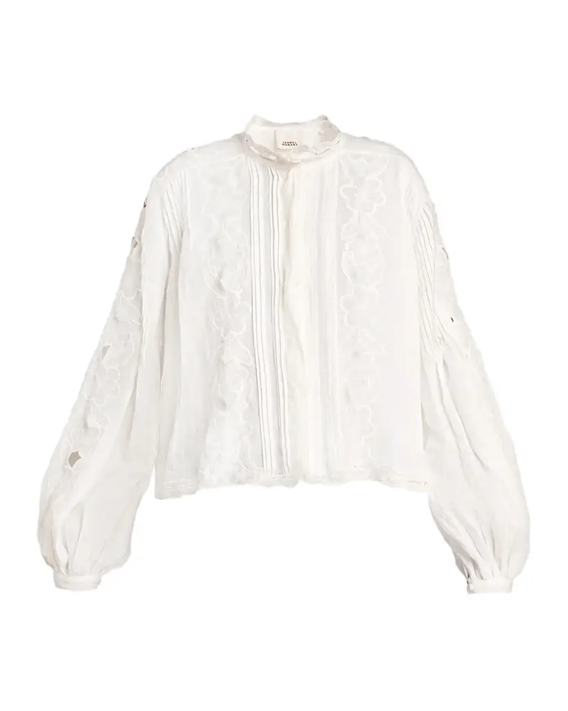 Isabel Marant Rubra Embroidered Ramie Button-Down Top | Image 1 Isabel Marant Rubra Embroidered Ramie Button-Down Top | Image 1