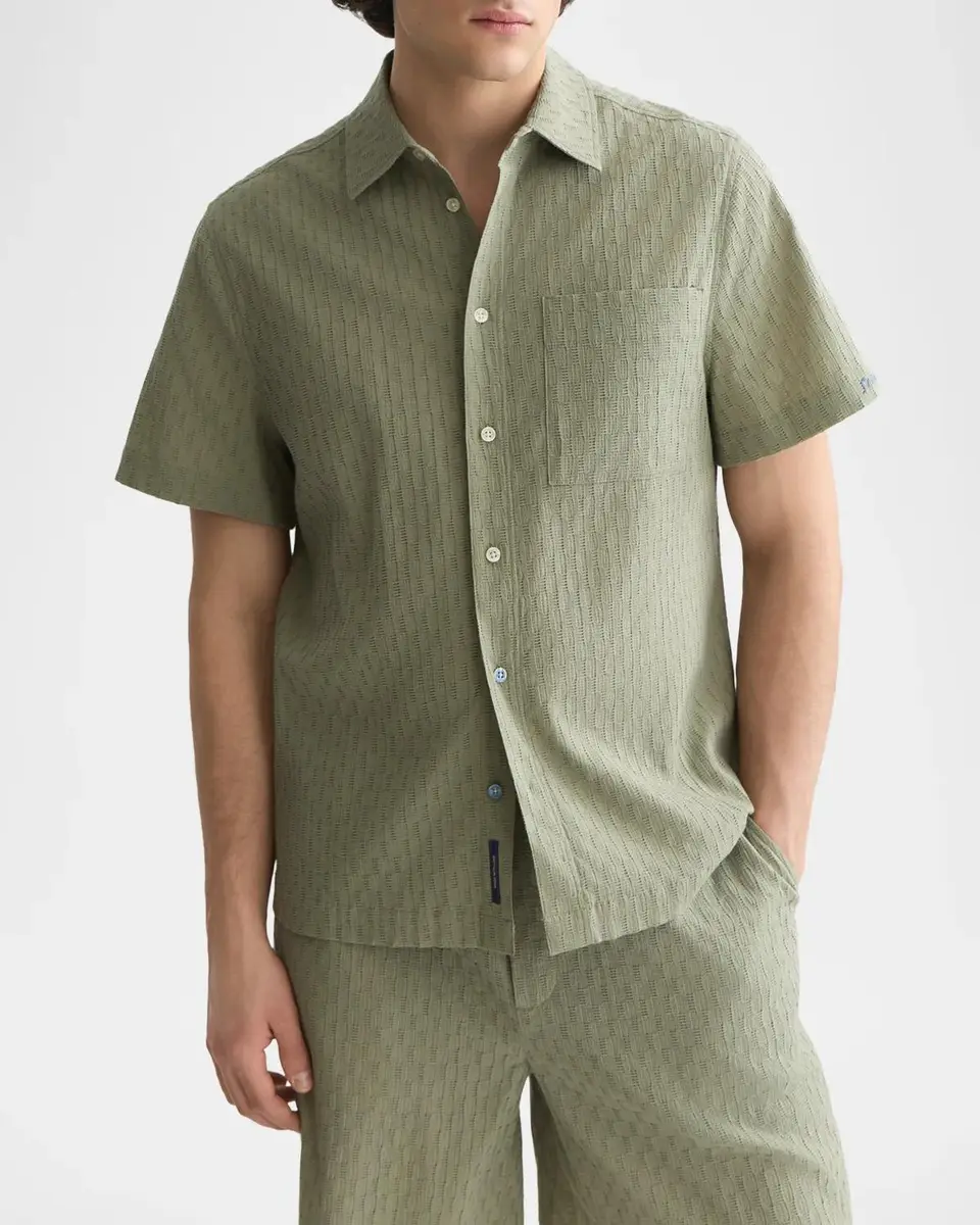 Scotch & Soda Men's Jacquard Seersucker Short-Sleeve Shirt | Thumbnail 4 Scotch & Soda Men's Jacquard Seersucker Short-Sleeve Shirt | Thumbnail 4