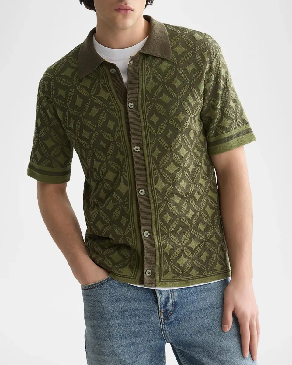 Scotch & Soda Men's Jacquard Knit Short-Sleeve Sweater | Thumbnail 4 Scotch & Soda Men's Jacquard Knit Short-Sleeve Sweater | Thumbnail 4