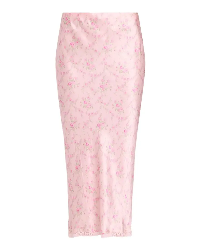 Castle Floral Satin Midi Skirt Castle Floral Satin Midi Skirt