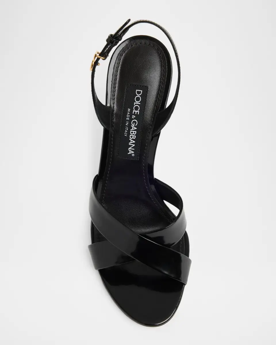 Dolce & Gabbana 105mm Patent Leather Crisscross Sandals | Thumbnail 6