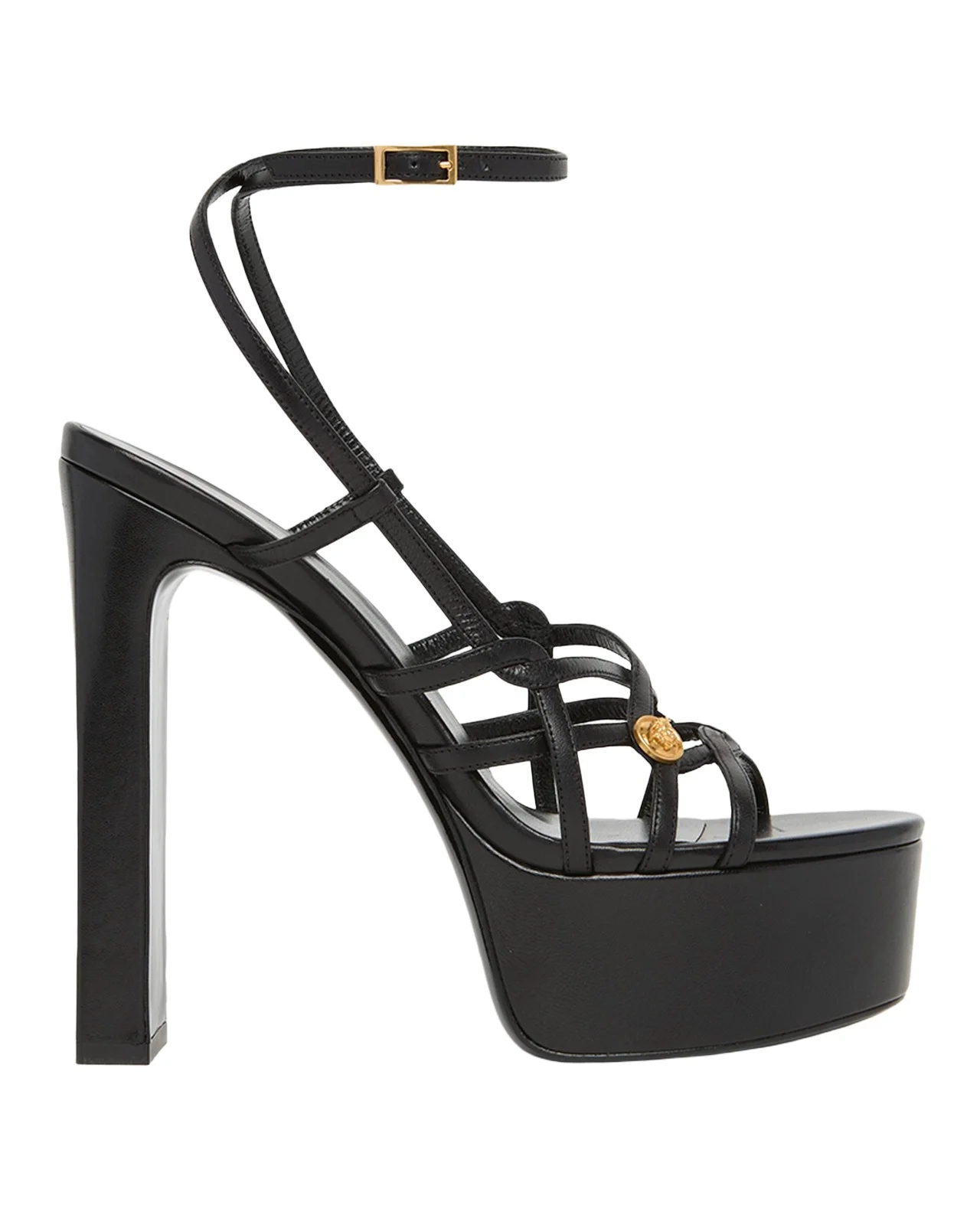 140mm Medusa Leather Platform Sandals