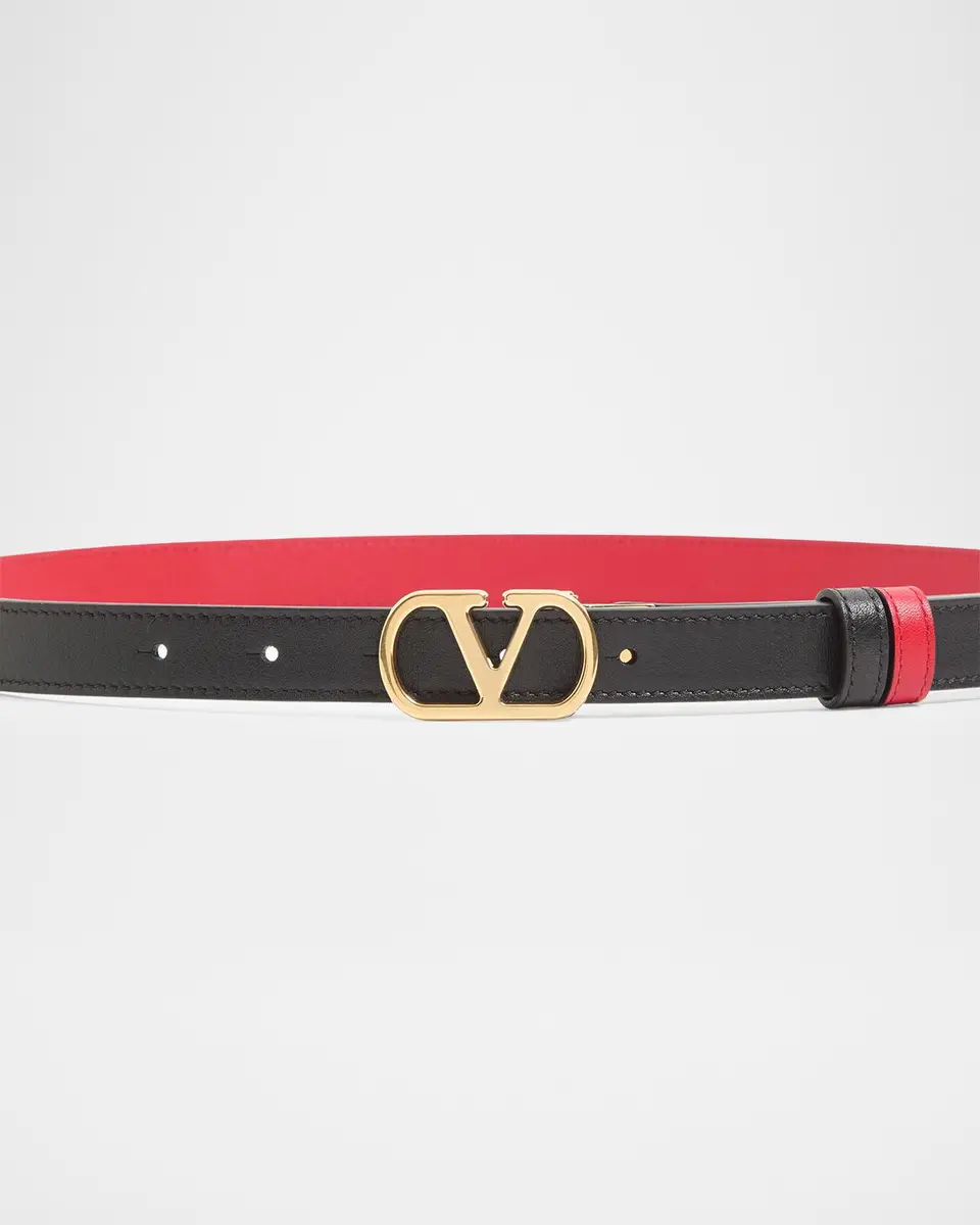 Valentino Garavani VLogo Signature Reversible Shiny Calfskin Belt 20MM | Thumbnail 2 Valentino Garavani VLogo Signature Reversible Shiny Calfskin Belt 20MM | Thumbnail 2
