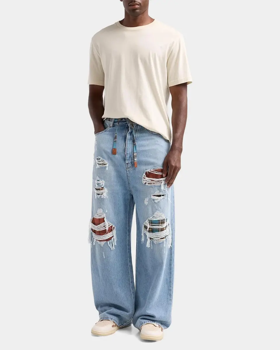 AMIRI Men's Flannel Repair Baggy Jeans | Thumbnail 2 AMIRI Men's Flannel Repair Baggy Jeans | Thumbnail 2